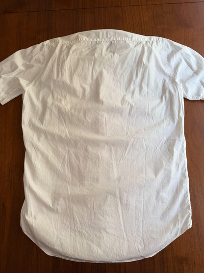 Sid Mashburn Men's Short Sleeve Band Collar Blue Micro Dot Shirt Size L