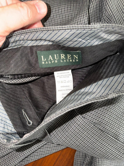 Lauren Ralph Lauren Micro Houndstooth Grey Dress Pants 38x29