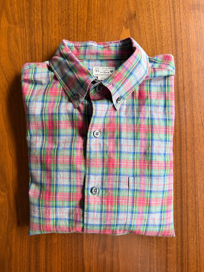 J.Crew Men's Medium Tailored Plaid Button Down Shirt Red Green Blue Cotton M