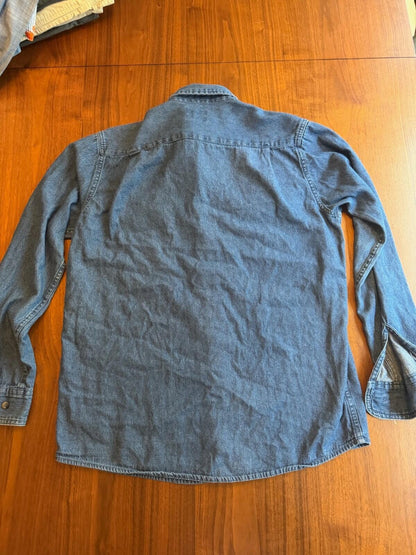 Wrangler Premium Quality Men's Blue Denim Long Sleeve Button-up Shirt - Size M