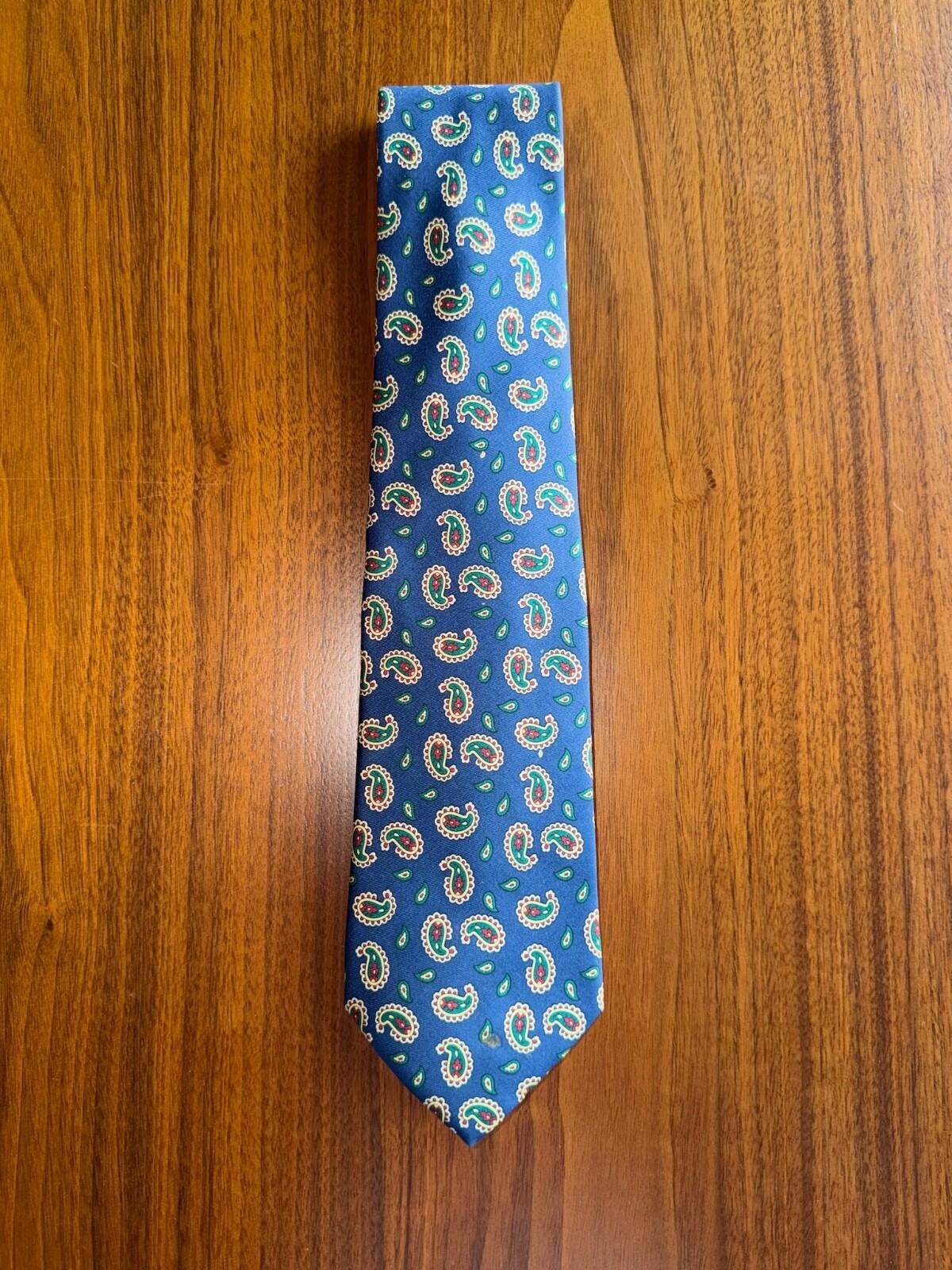Brooks Brothers Makers Blue Silk Paisley Tie - Handmade in USA