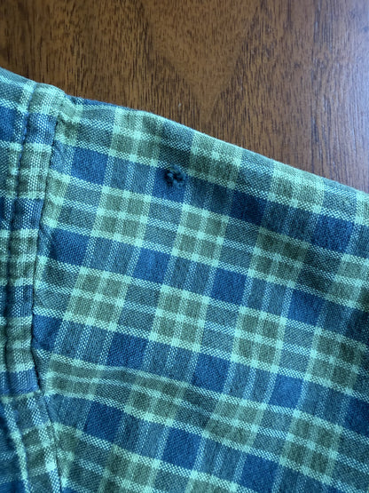 J.Crew Men's Green and Blue Plaid Short Sleeve Button Down - Size L
