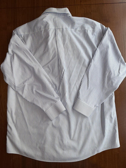 L.L.Bean Men's Wrinkle Resistant Blue Striped Button Down Shirt - Size 16.5-33