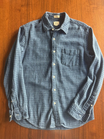 J.Crew Men's Classic Fit Blue Knit Button-Down - Size M