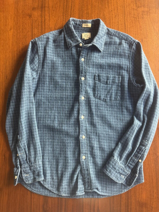 J.Crew Men's Classic Fit Blue Knit Button-Down - Size M