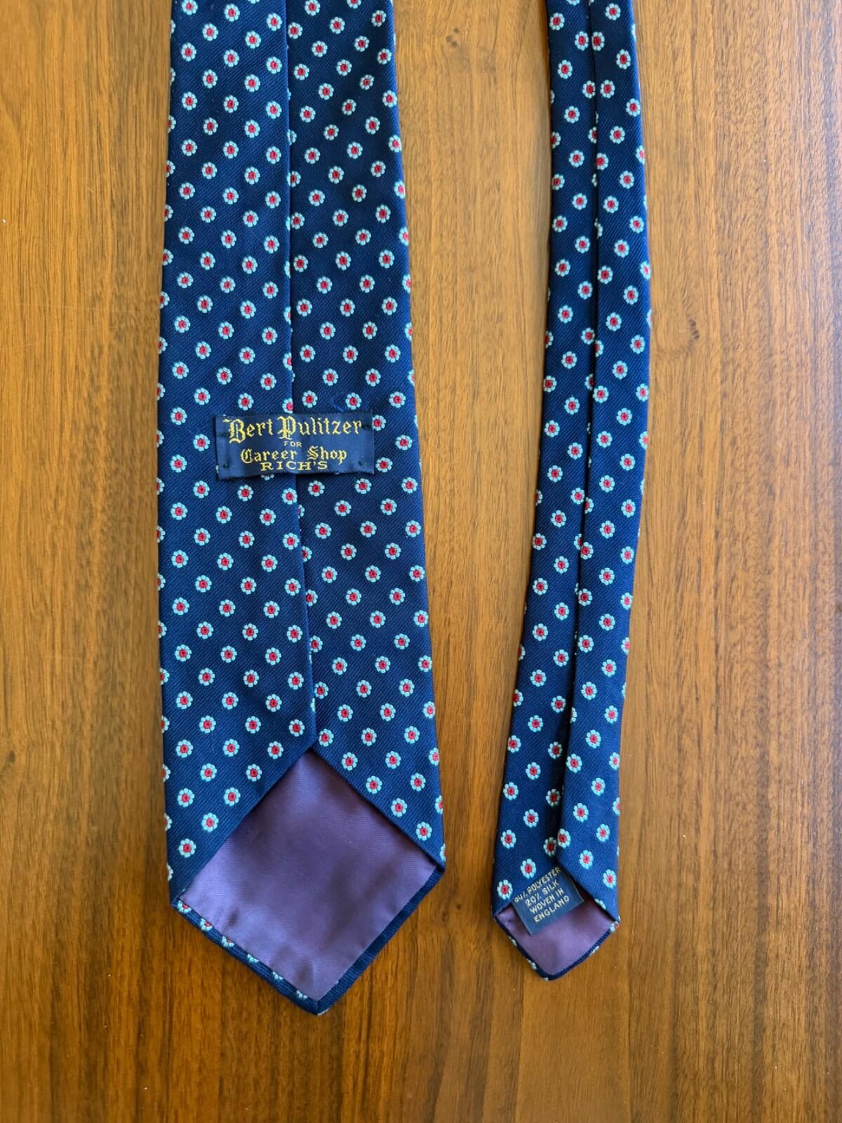 Burt Pulitzer for Career Shop Rich's Navy Blue Floral Medallion Silk Blend Tie