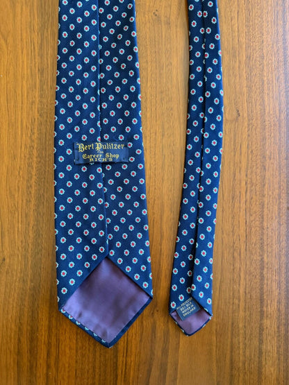 Burt Pulitzer for Career Shop Rich's Navy Blue Floral Medallion Silk Blend Tie