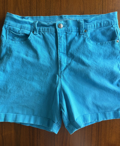 Gloria Vanderbilt Women's All Around Slimming Effect Turquoise Shorts - Size 12