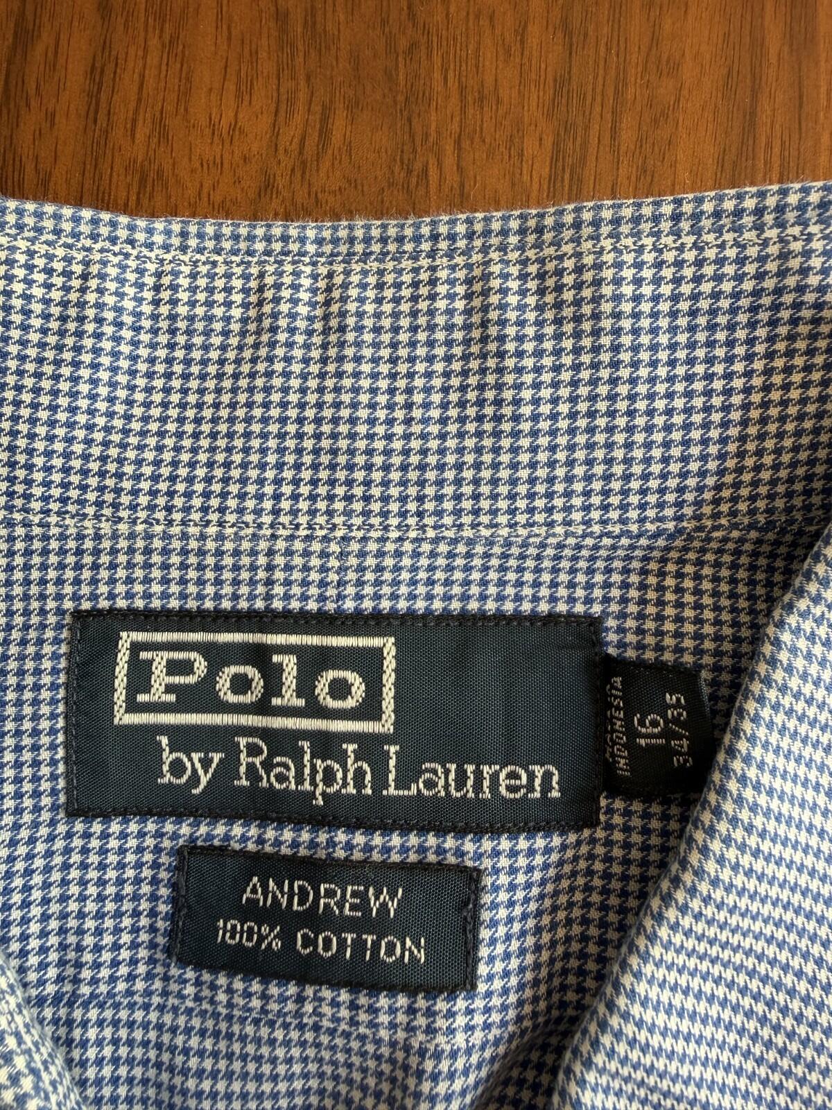 Polo Ralph Lauren Men's Andrew Blue Micro-Check Blue Button-Down - Size 16-34/35