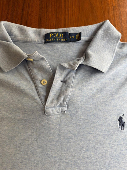 Polo Ralph Lauren Soft Cotton Polo Shirt in Blue Melange Size L