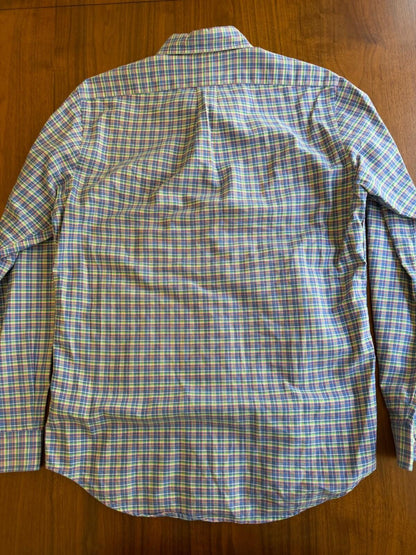 Polo Ralph Lauren Men's Blue/Pink Plaid Long Sleeve Button Down Shirt - Size M