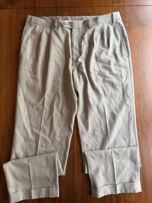 Lauren Ralph Lauren Men's Tan Pleated Cuffed Dress Pants - Size 36x30