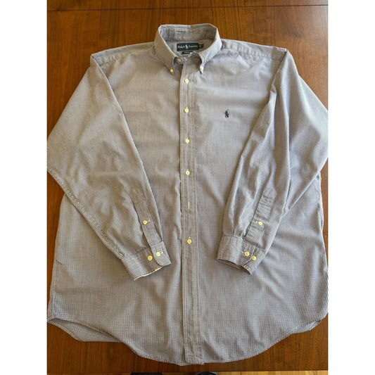 Polo Ralph Lauren Men's Yarmouth Blue Check Button Down Shirt - Size 17-34/35