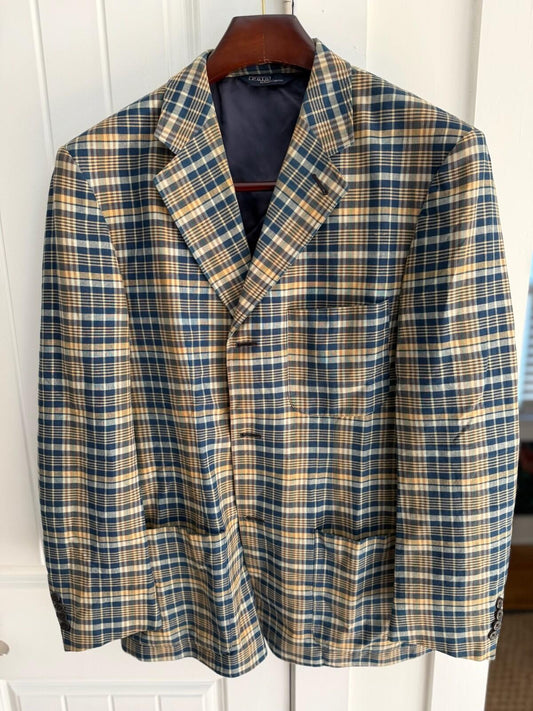 Vintage Polo Ralph Lauren Plaid Cotton Sport Coat Blazer - Size L