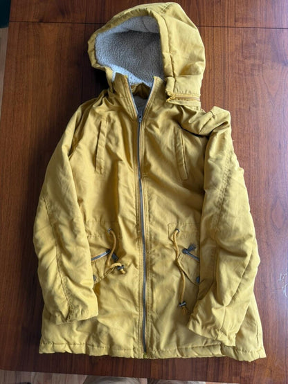 Greenlander Women's Mustard Yellow Sherpa-Lined Hooded Parka Jacket - Size M