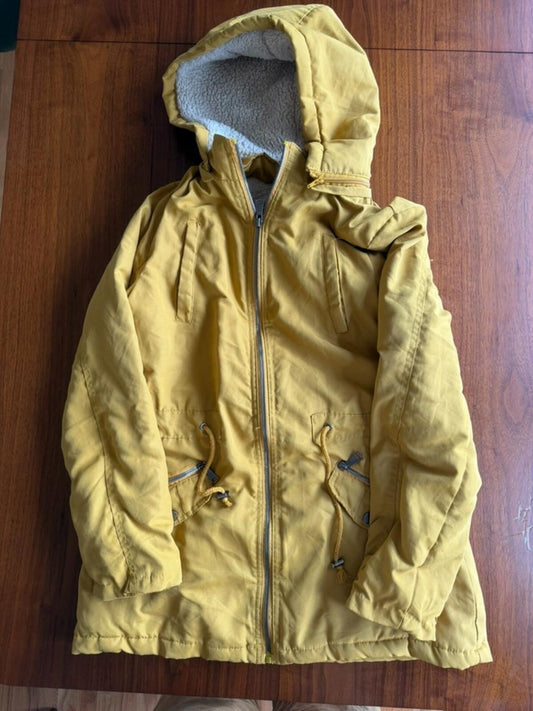 Greenlander Women's Mustard Yellow Sherpa-Lined Hooded Parka Jacket - Size M