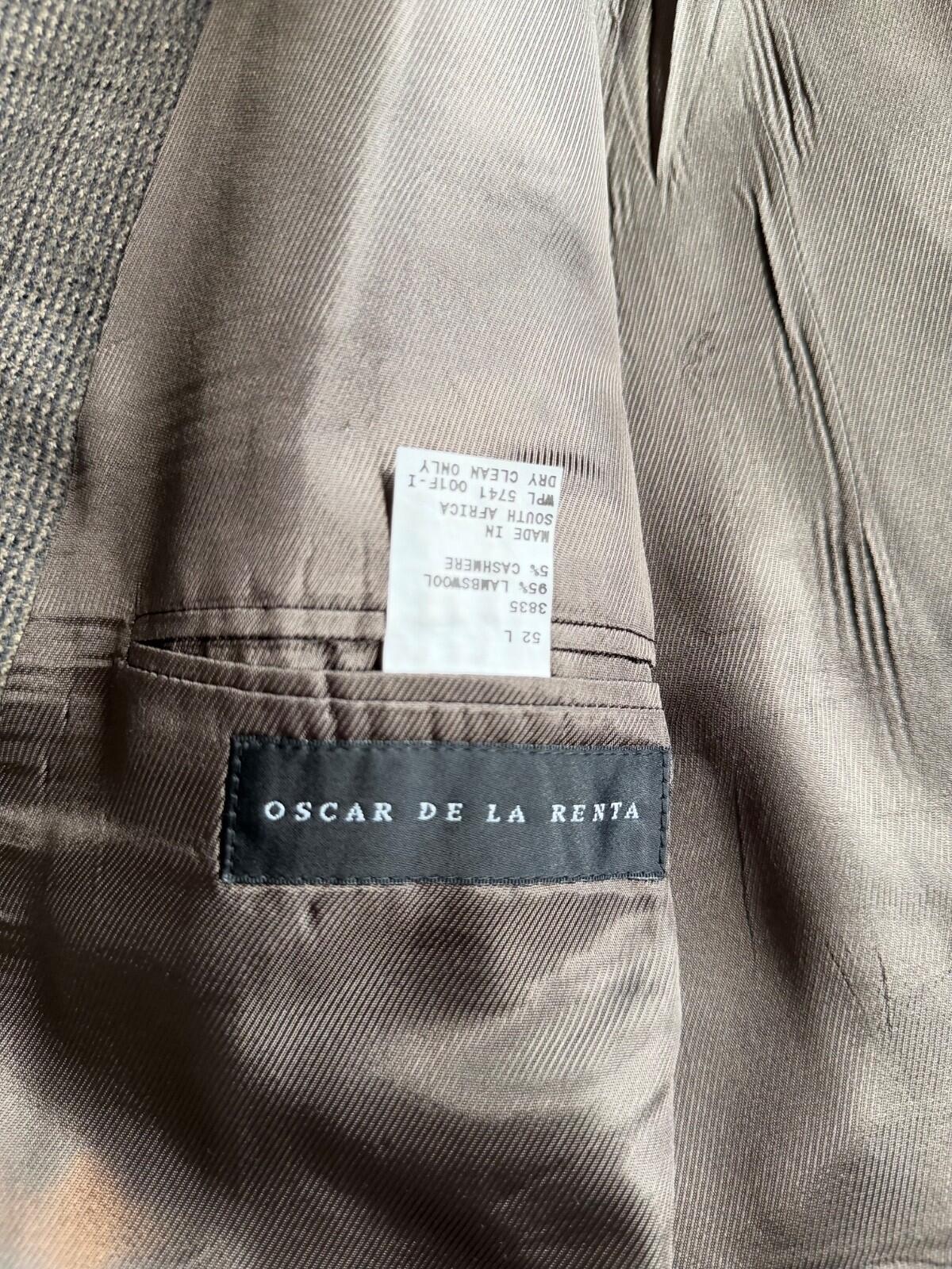 Oscar de la Renta Men's Brown WIndowpane Plaid Lambswool & Cashmere Sport Coat - S 52L