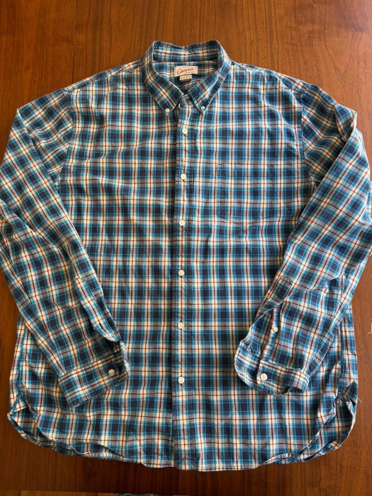 Lands' End Canvas Men's Plaid Button Down Shirt - Size XL
