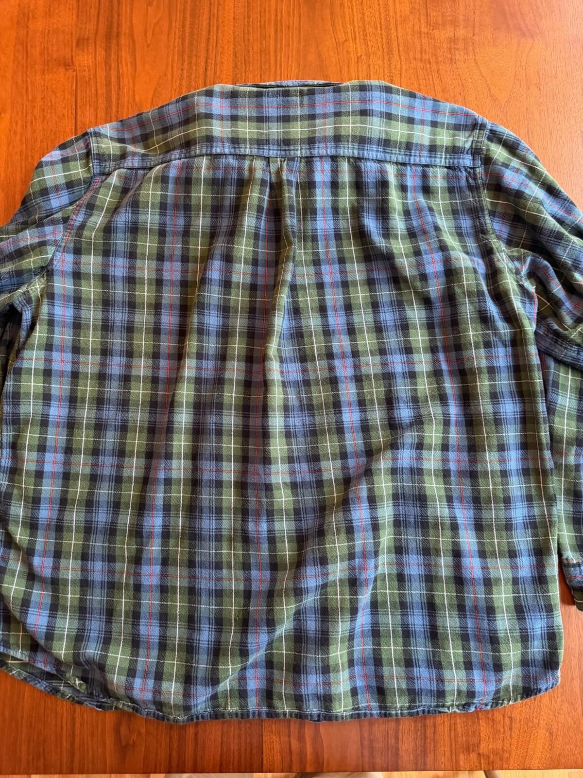 Vintage L.L.Bean Mens Long Sleeve Plaid Blue & Green Flannel Button Down Shirt - Size XL