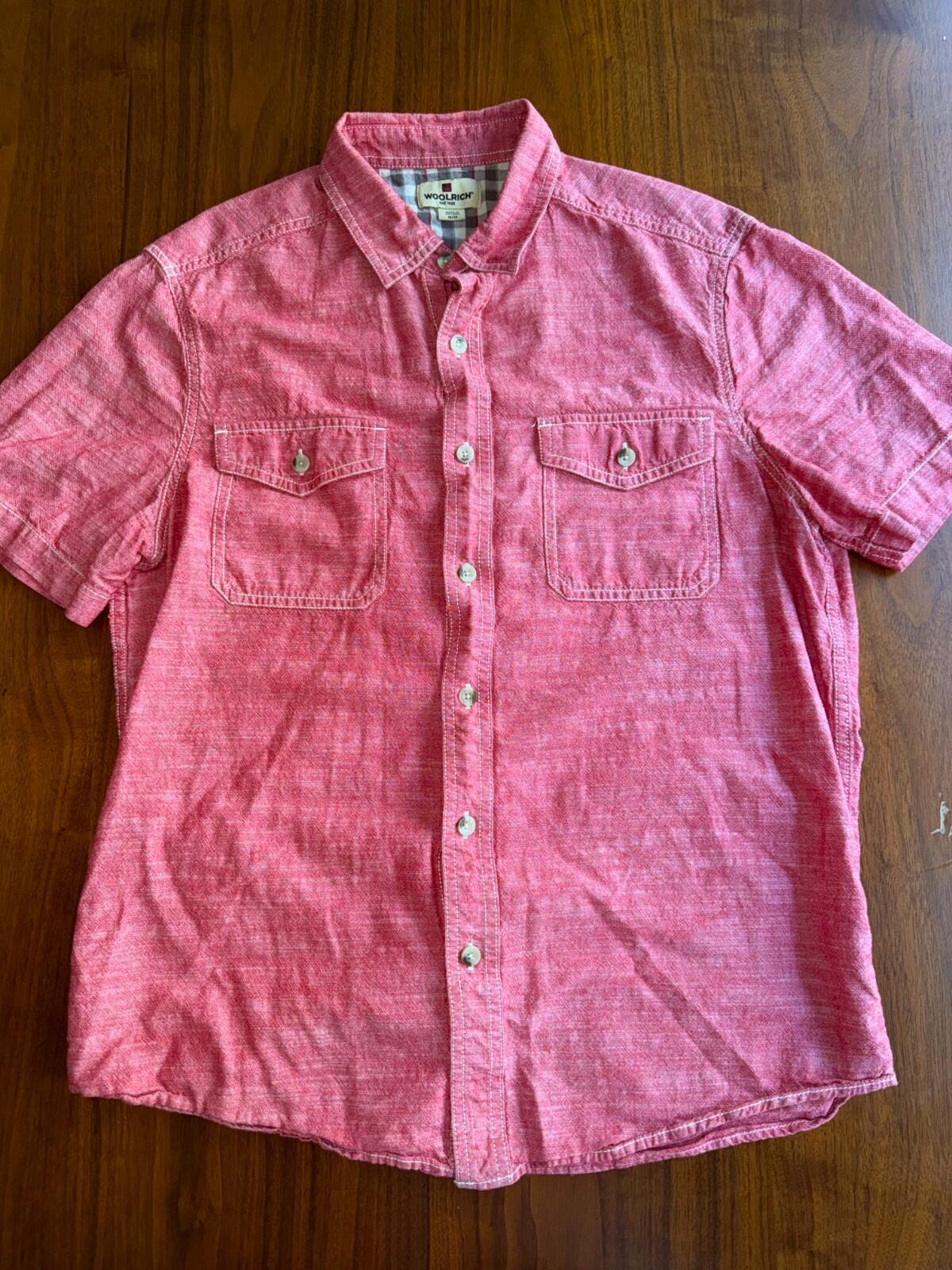 Woolrich Men's Red Short Sleeve Button Down Shirt Size M
