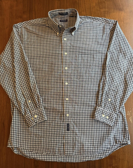 GANT Men’s Black and White Check Button-Down Shirt - Size XL