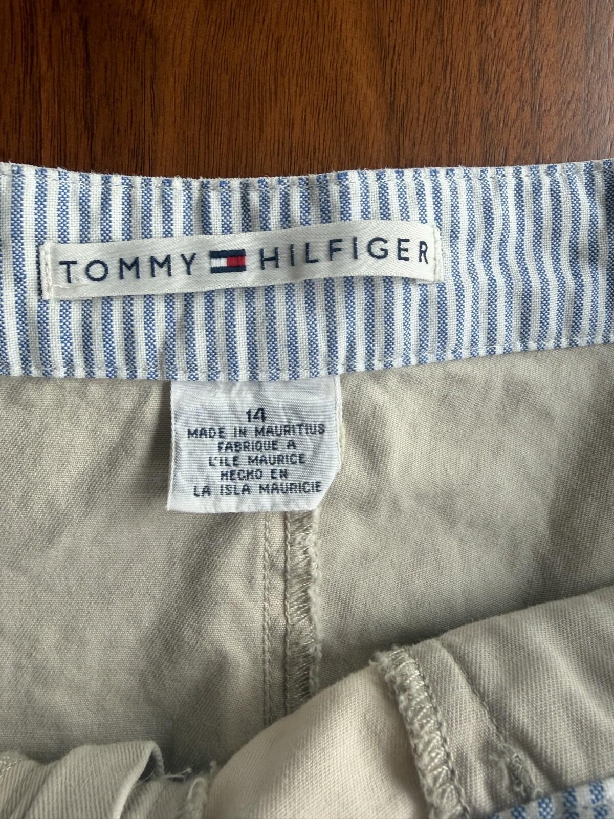 Tommy Hilfiger Women's Khaki Pants Embroidered Detail - Size 14