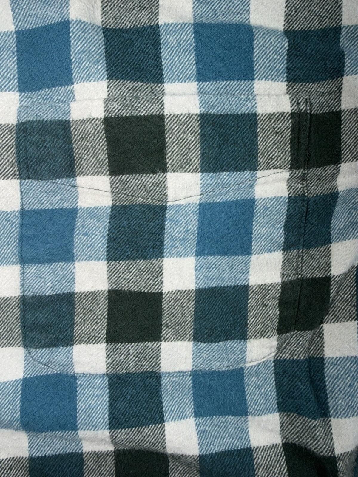 J.Crew Men's Flex Slim Flannel Button-Down Shirt Blue & Green Plaid - Size XL