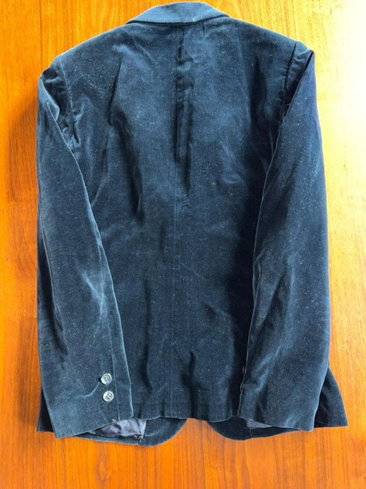 Vintage Women's Slices Black Velvet Two Button Blazer Made in Japan - Size 7