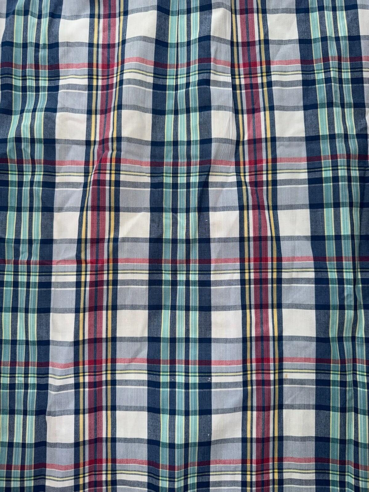 Guideboat Co. Men's Indigo Bleeder Madras Plaid Button-Down Shirt - Size L