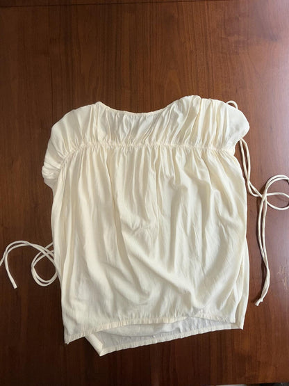 Modern Citizen Cream Ruched Tie-Shoulder Blouse - Size S