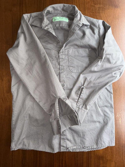 Red Kap Men's Gray Long Sleeve Button Front Work Shirt - Size Medium
