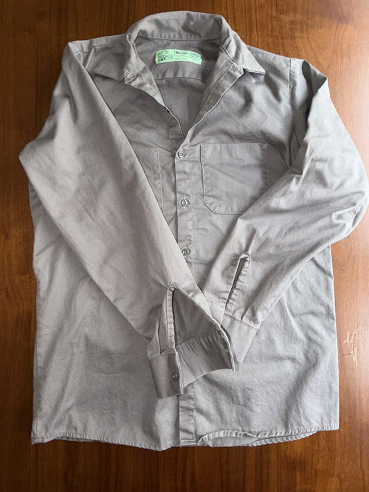 Red Kap Men's Gray Long Sleeve Button Front Work Shirt - Size Medium