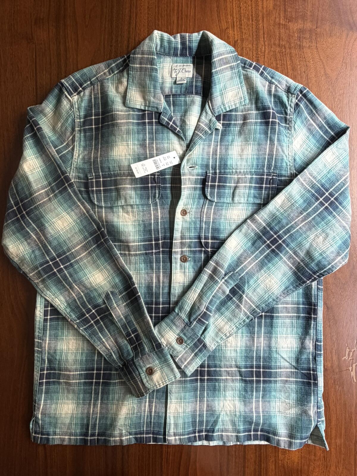 J.Crew Men's Blue Plaid Long Sleeve Button Front Shirt NWT - Size S