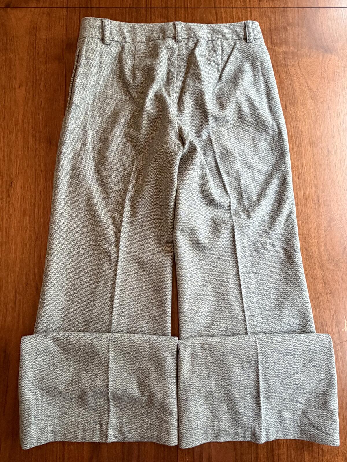 J.Crew Stretch Wool Blend Light Blue Herringbone Wide Leg Trousers - Size 6
