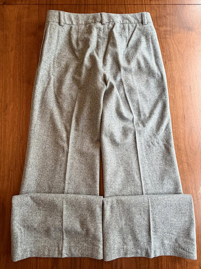 J.Crew Stretch Wool Blend Light Blue Herringbone Wide Leg Trousers - Size 6