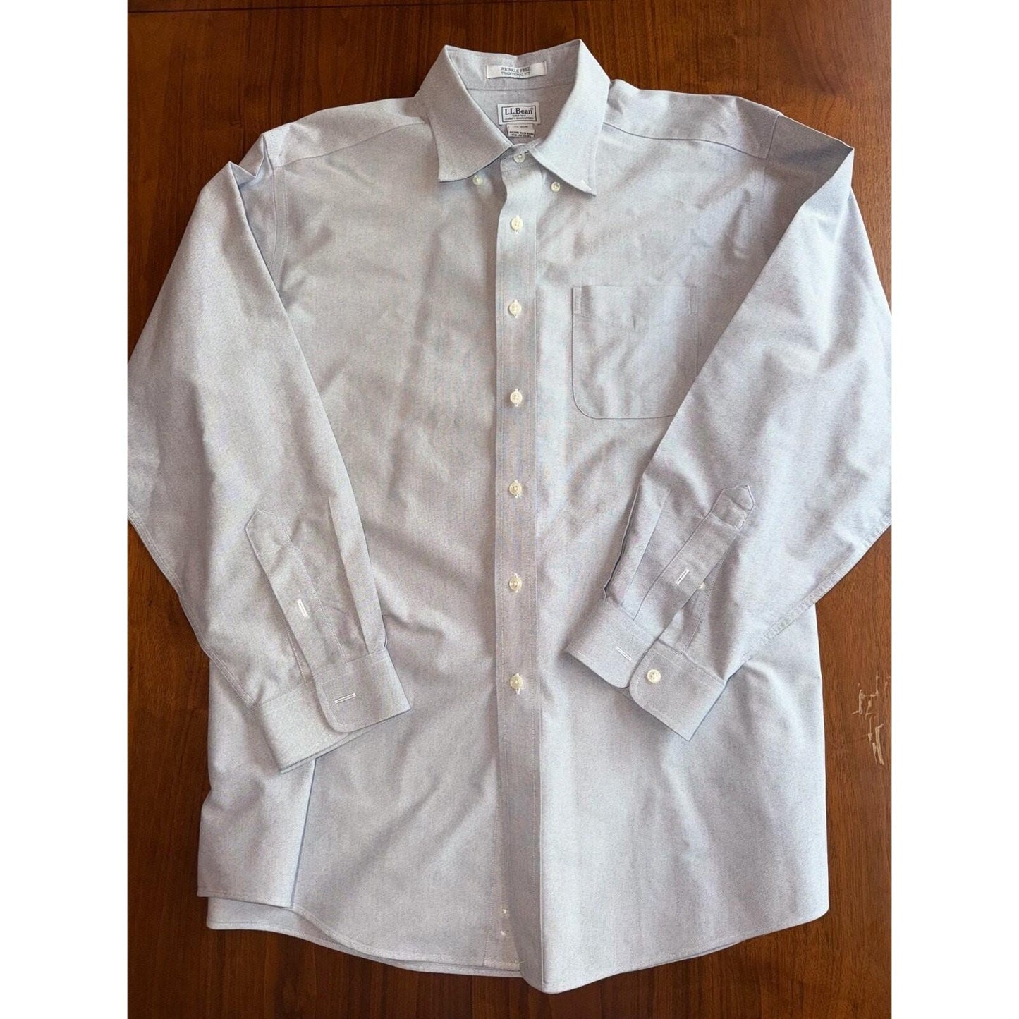 L.L. Bean Men's Wrinkle Free Trad Fit Gray Cotton Oxford - Size 17/34