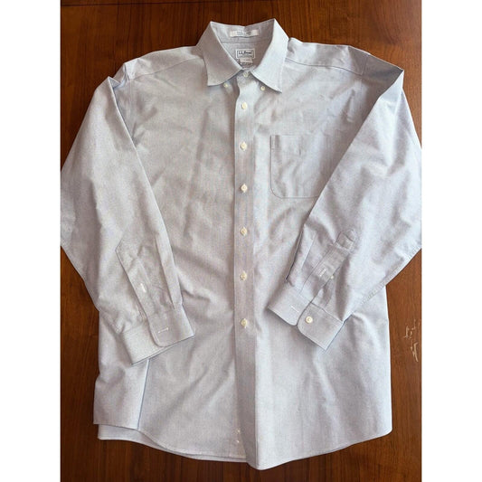 L.L. Bean Men's Wrinkle Free Trad Fit Gray Cotton Oxford - Size 17/34
