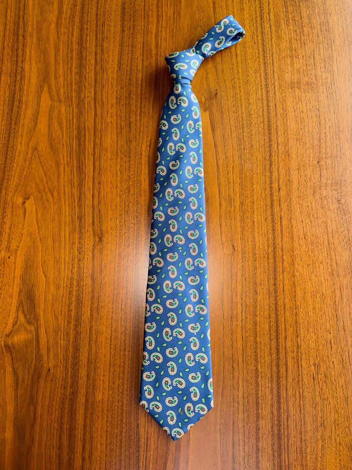 Brooks Brothers Makers Blue Silk Paisley Tie - Handmade in USA
