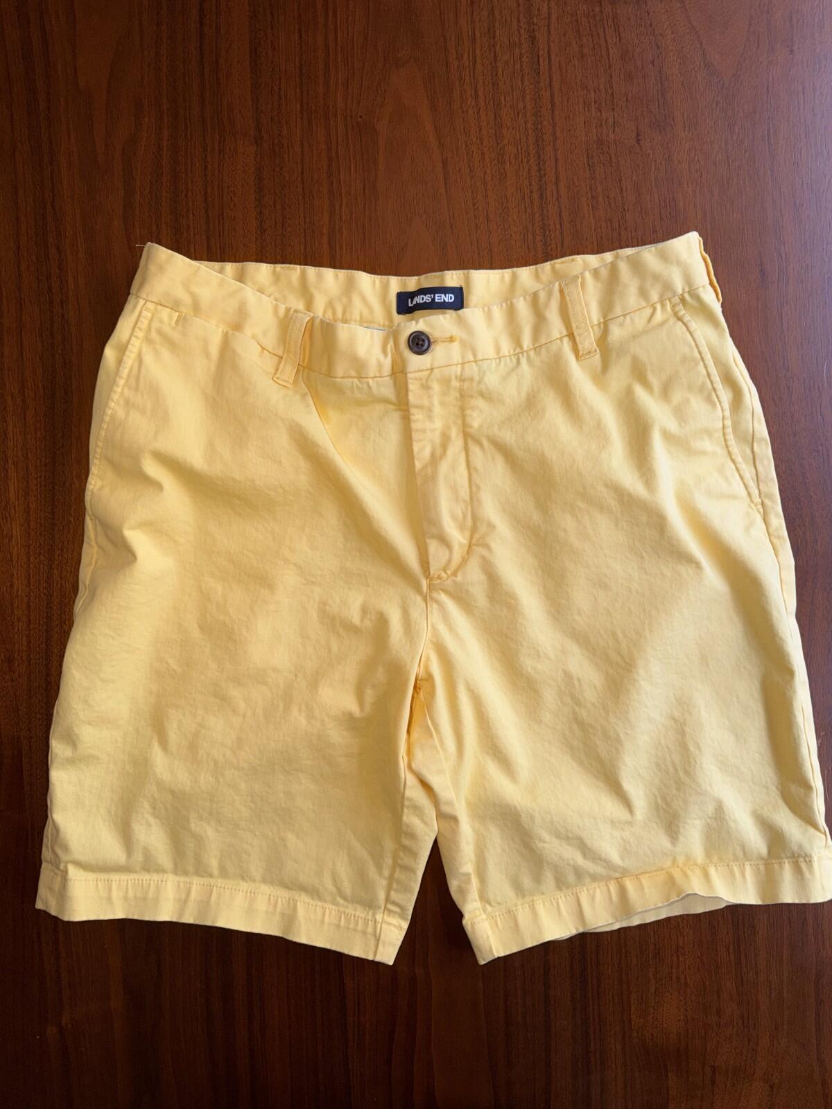 Lands' End Men's Classic Fit Yellow Shorts - Size 35