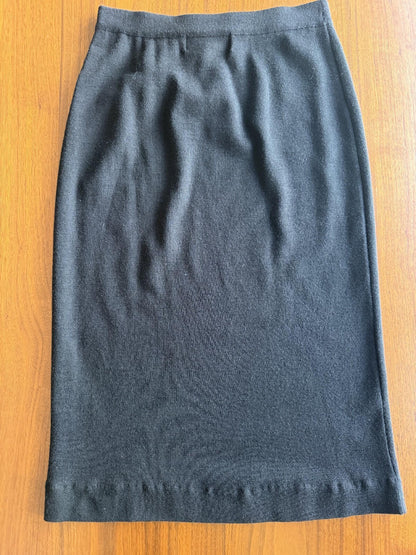Vintage Jones NY Women's Knit Merino Wool Blend Pencil Skirt Black - Size S/P