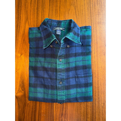 Lands' End Men's Long Sleeve Flannel Shirt Blackwatch Plaid - Size L