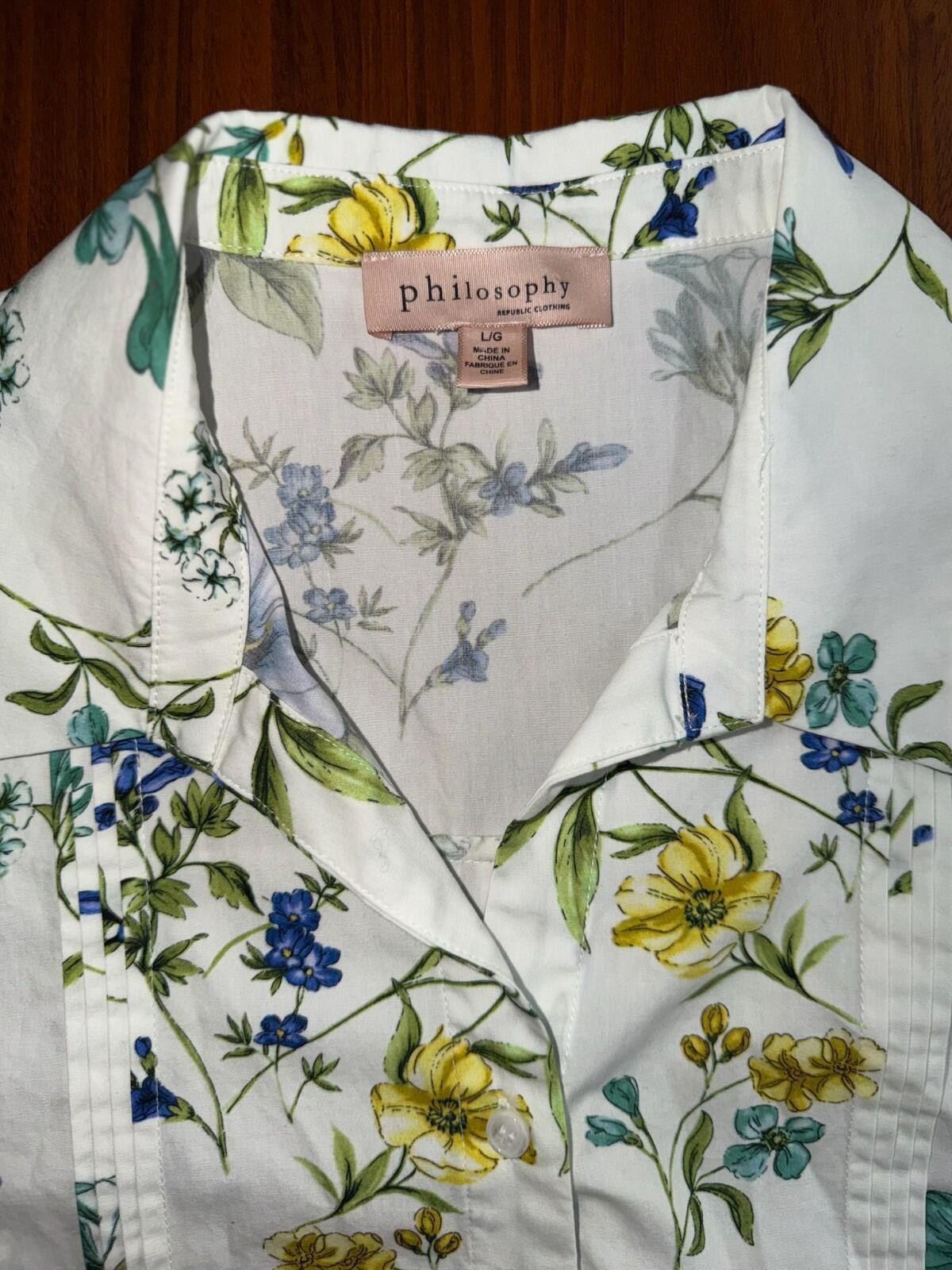 Philosophy Republic Women's Floral Patterned Long Sleeve Button Down Shirt - Siz