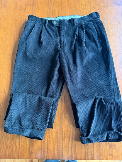 Lauren Ralph Lauren Black Pleated Corduroy Dress Pants - 34x30