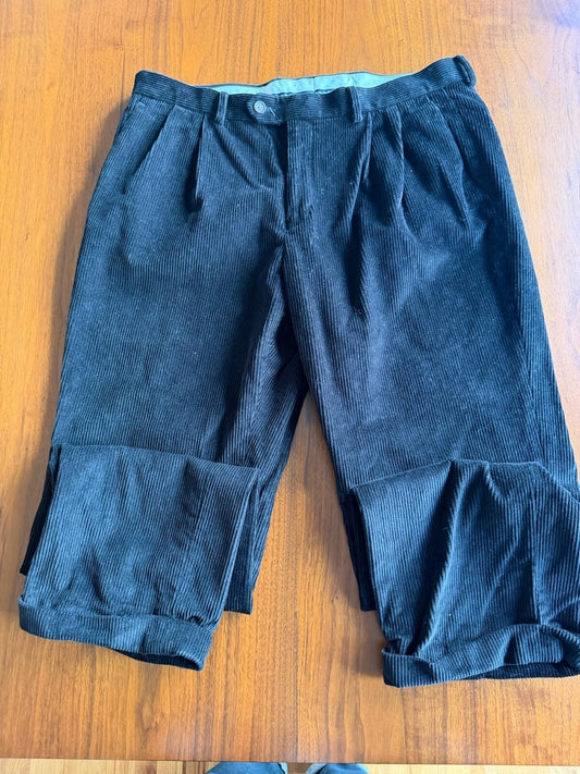 Lauren Ralph Lauren Black Pleated Corduroy Dress Pants - 34x30