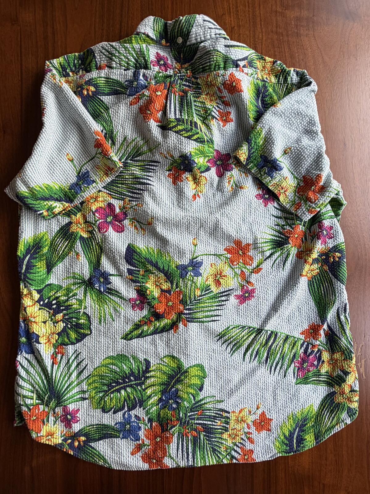 Ralph Lauren Classic Fit Floral Seersucker Button-Up Shirt - Size L