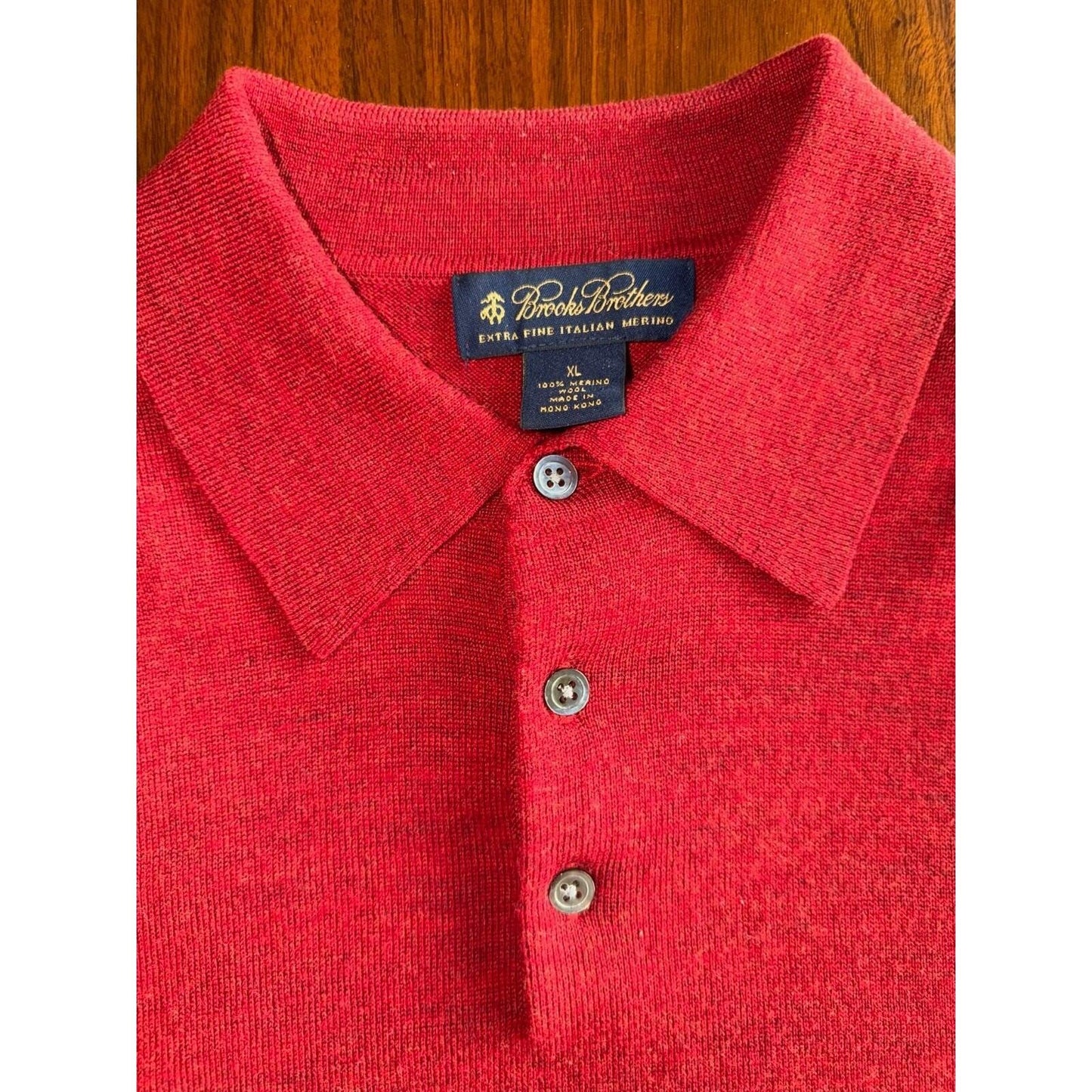 Brooks Brothers Italian Merino Wool Long Sleeve Polo Sweater Red - Size XL