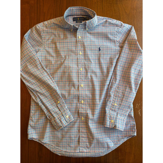 Polo Ralph Lauren Men's 100% Cotton Stretch Blue Plaid Button Down - Size M