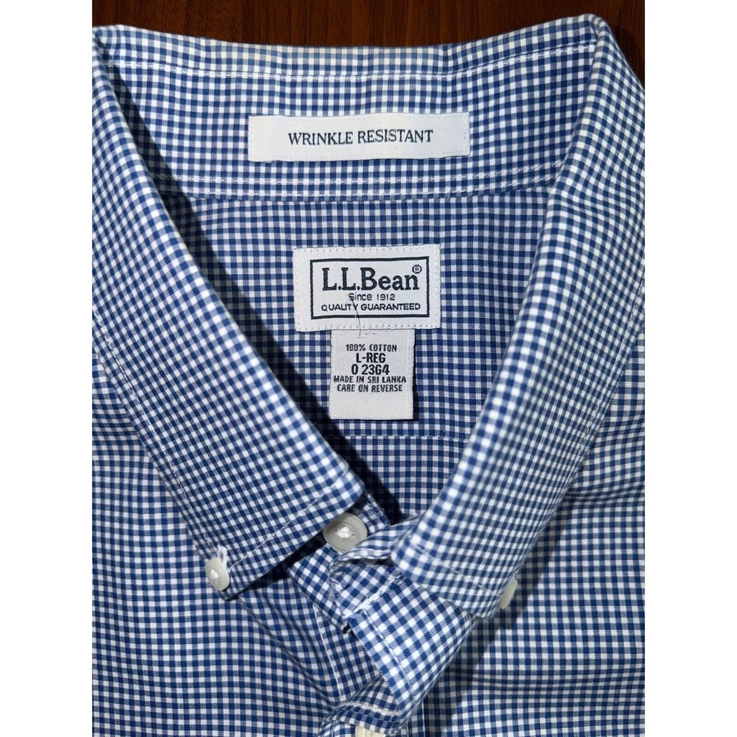 L.L. Bean Men's Wrinkle-Resistant Short-Sleeve Gingham Button-Down - Size Large
