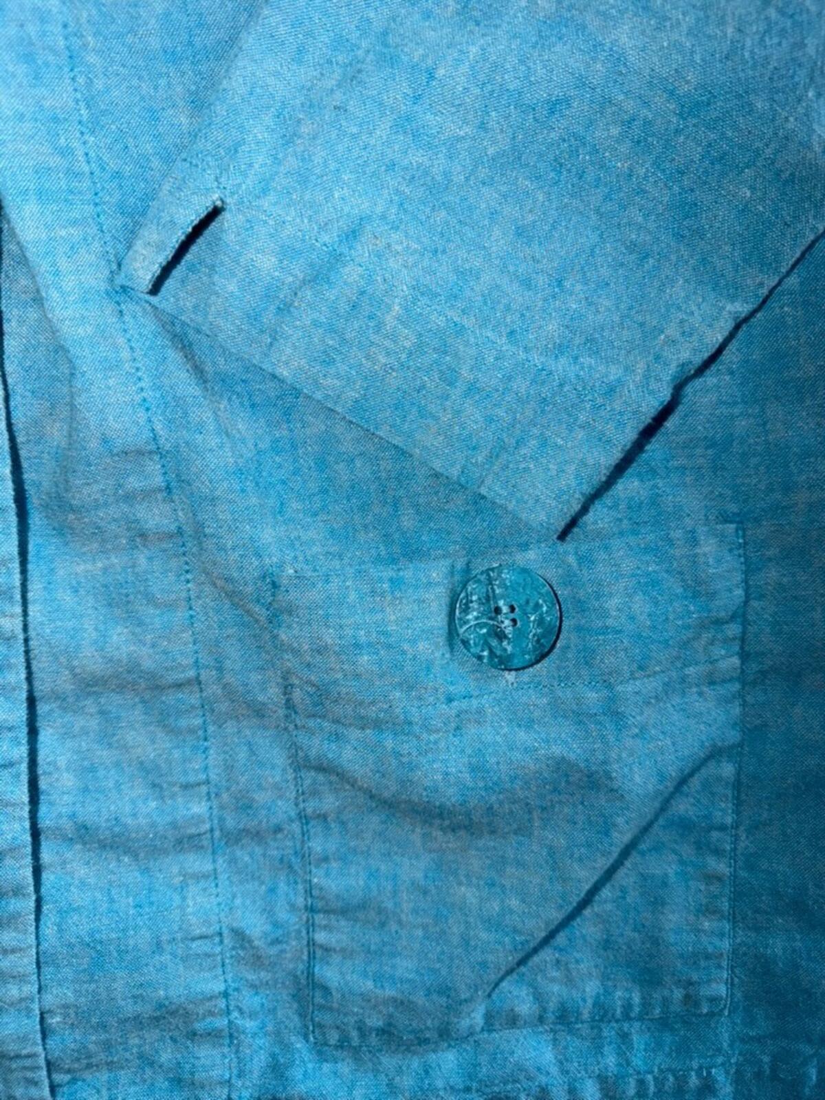 Norm Thompson Women's Blue Linen Blend Jacket - Size S