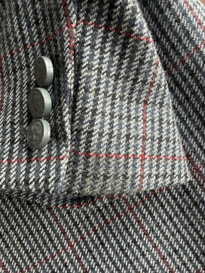 Vintage The Scotch House Wool Tweed Blazer Grey/Red Windowpane Check - Size 36
